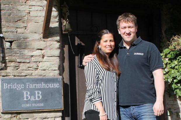 Hereford Times: The Bridge Farmhouse B&B in Michaelchurch Escley and owners Glyn and Gisela Bufton