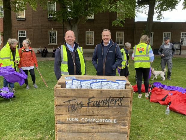 Hereford Times: Two Farmers founders Mark Green and Sean Mason organised a litter pick in Hereford 