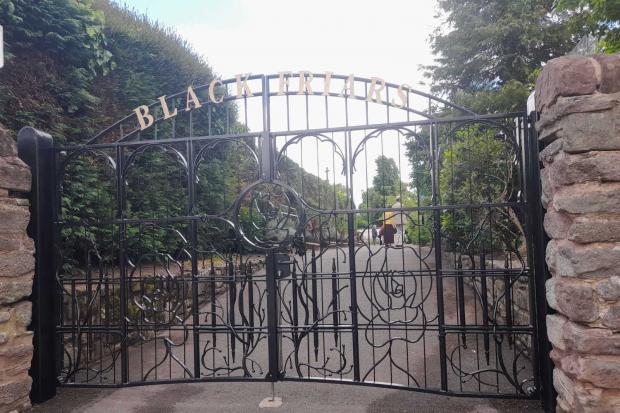 The new gates at Blackfriars Rose Gardens