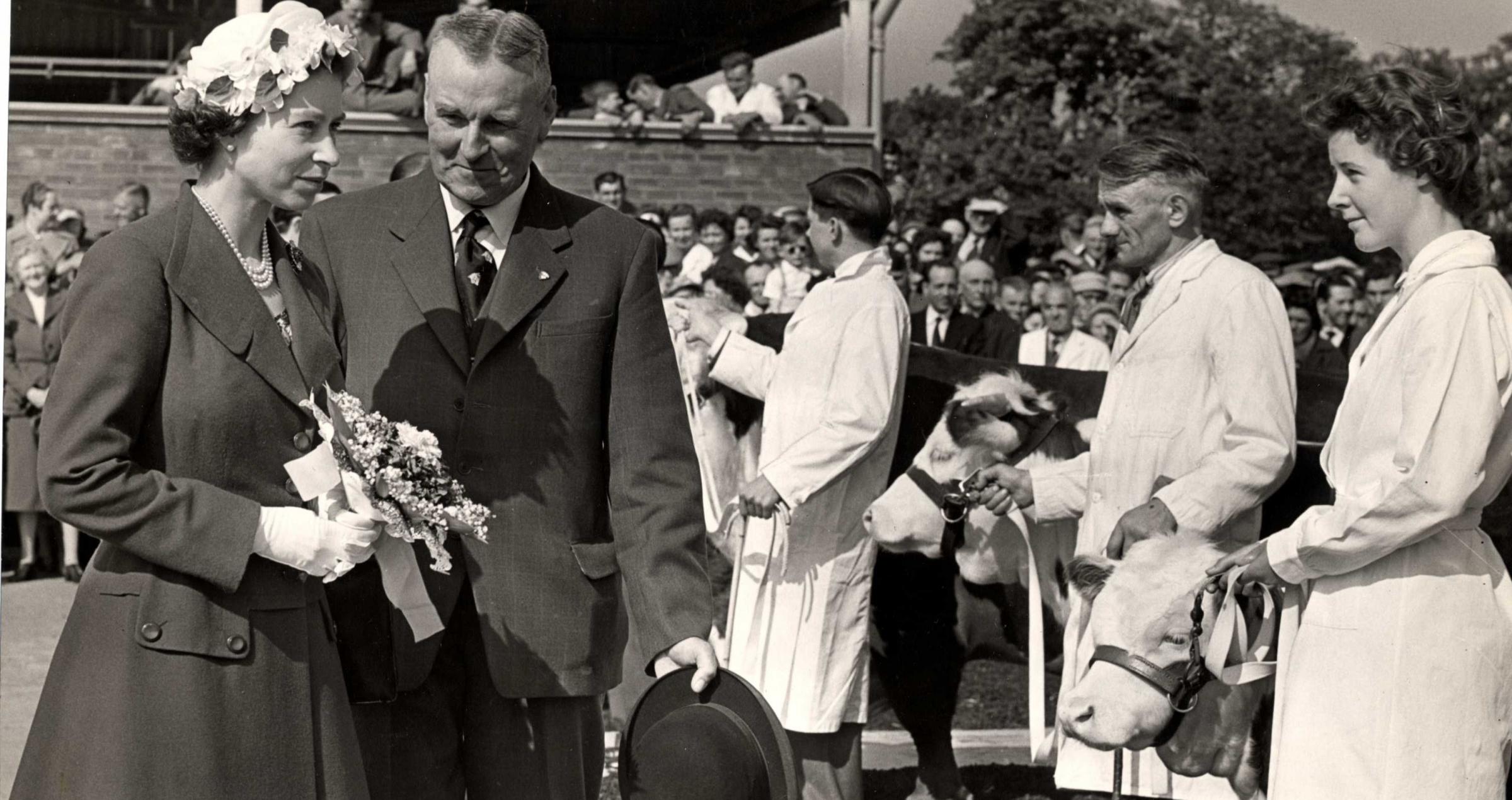 The Queen at Hereford Cattle Market in 1957