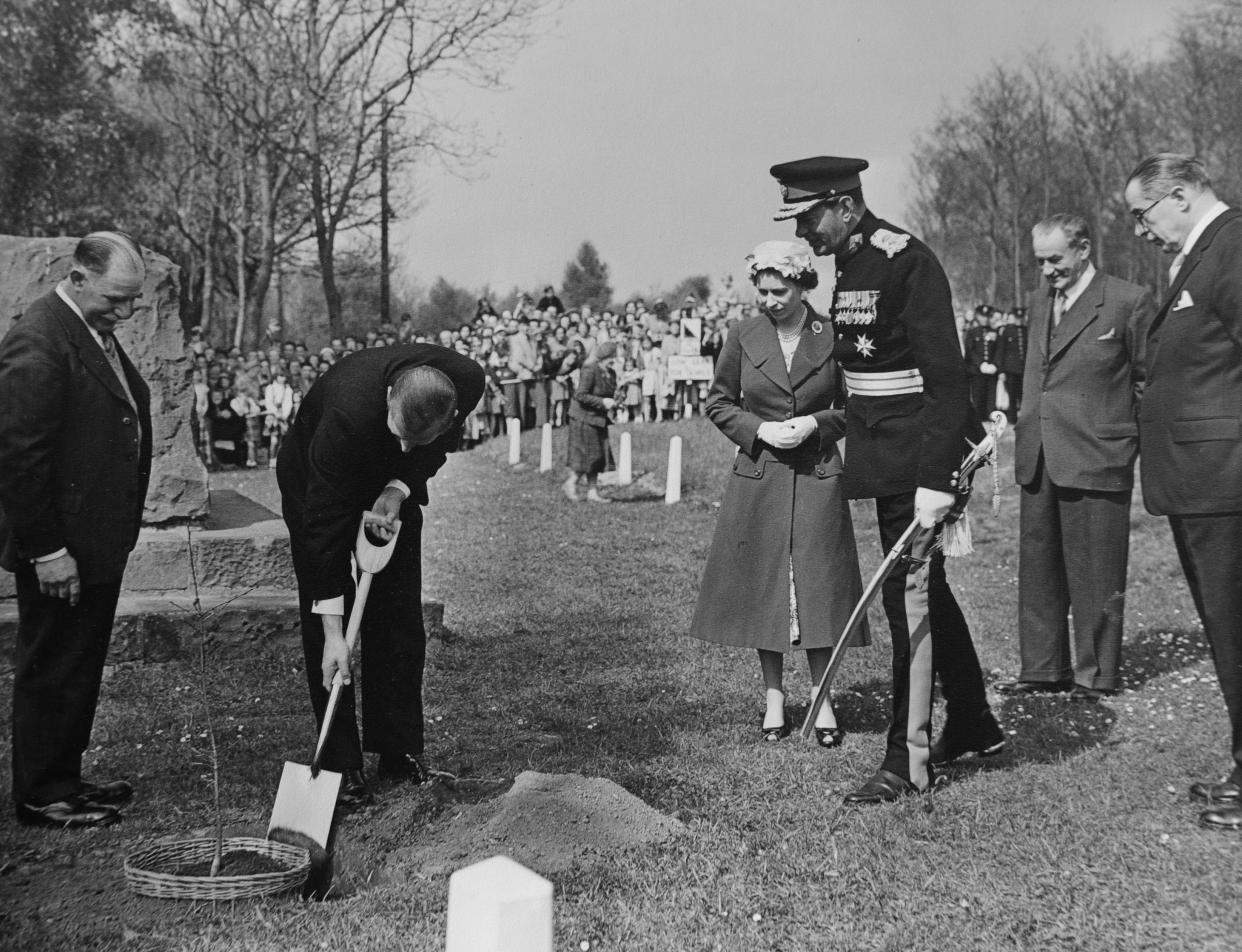 The Queen and Duke of Edinburgh during a visit to Queenswood in 1957