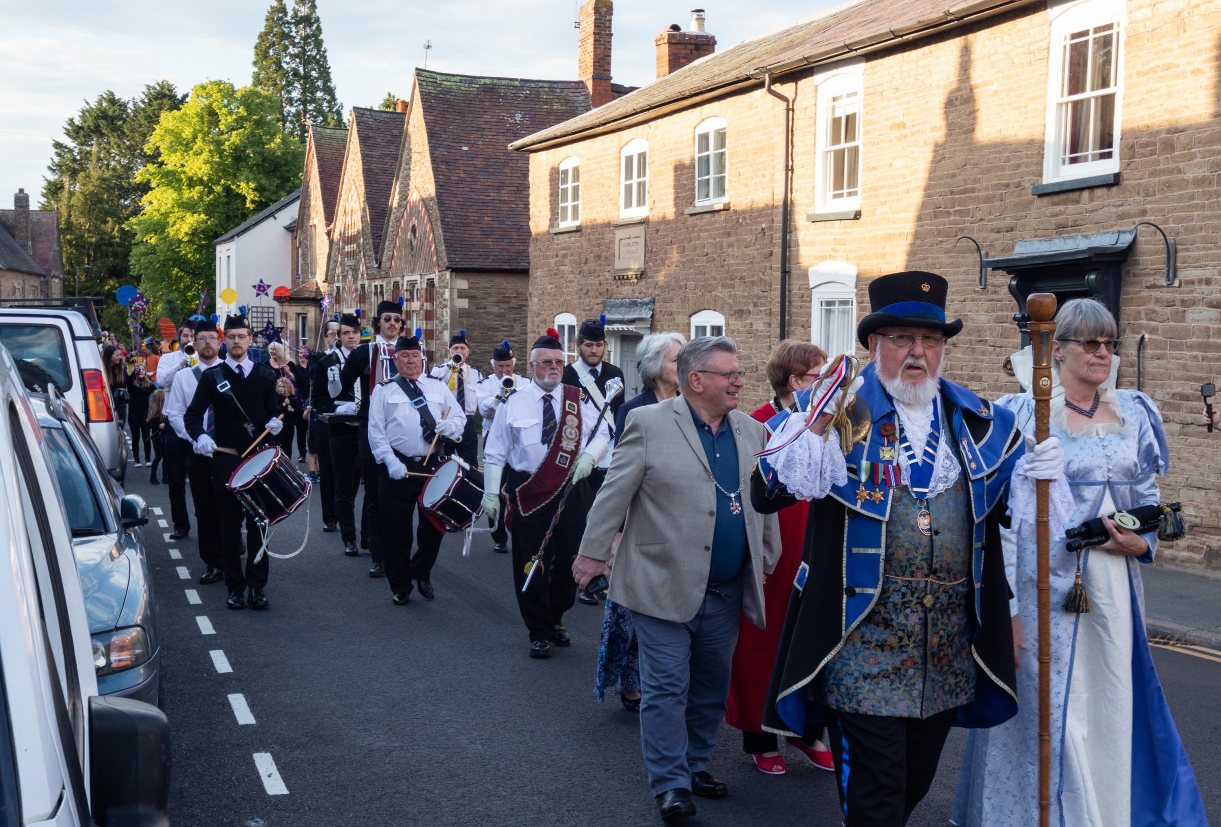 Town crier Peder Nielsen leading the Bromyard Scarecrow Festival procession. Picture: Sofie Smith