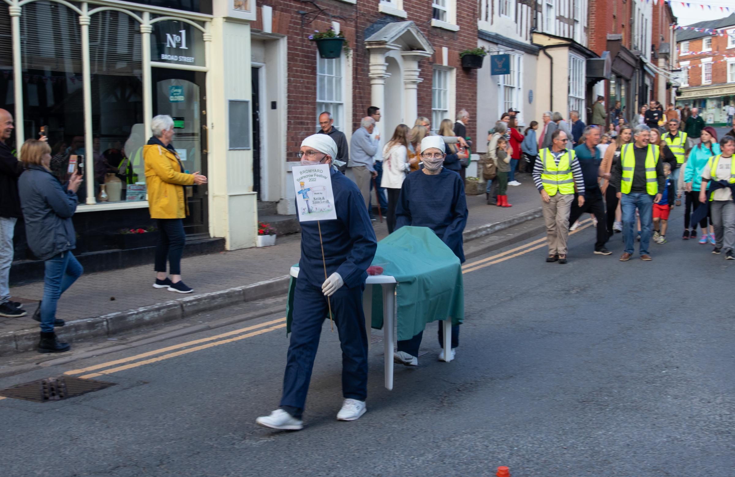 Kevin and Tessa Lovell in the Bromyard Scarecrow Festival procession. Picture: Sofie Smith