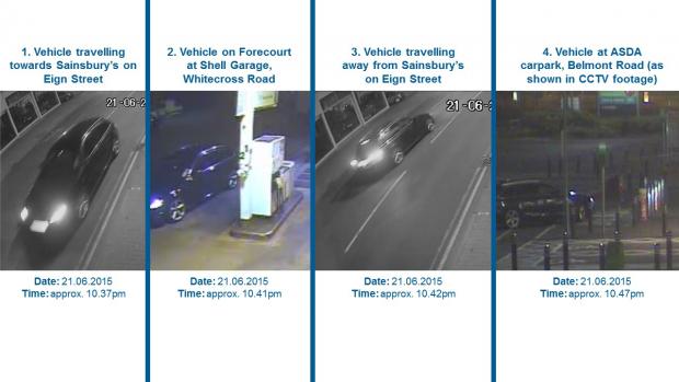 Hereford Times: Police want to speak to the driver of this Audi, seen in Hereford, in connection with the murder of Christian Bagley in 2015. Pictures: West Mercia Police