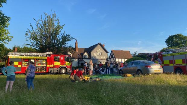 Hereford Times: Fire crews outside The Bluebell Inn last night