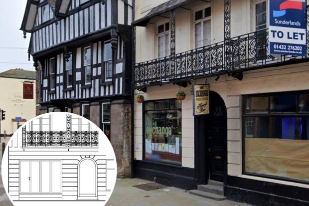 A view of the front of the pub before it was sold, and the plan for its new front.