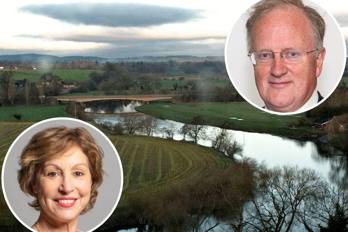 The river Wye, environment minister Rebecca Pow, and Herefordshire Council leader David Hitchiner
