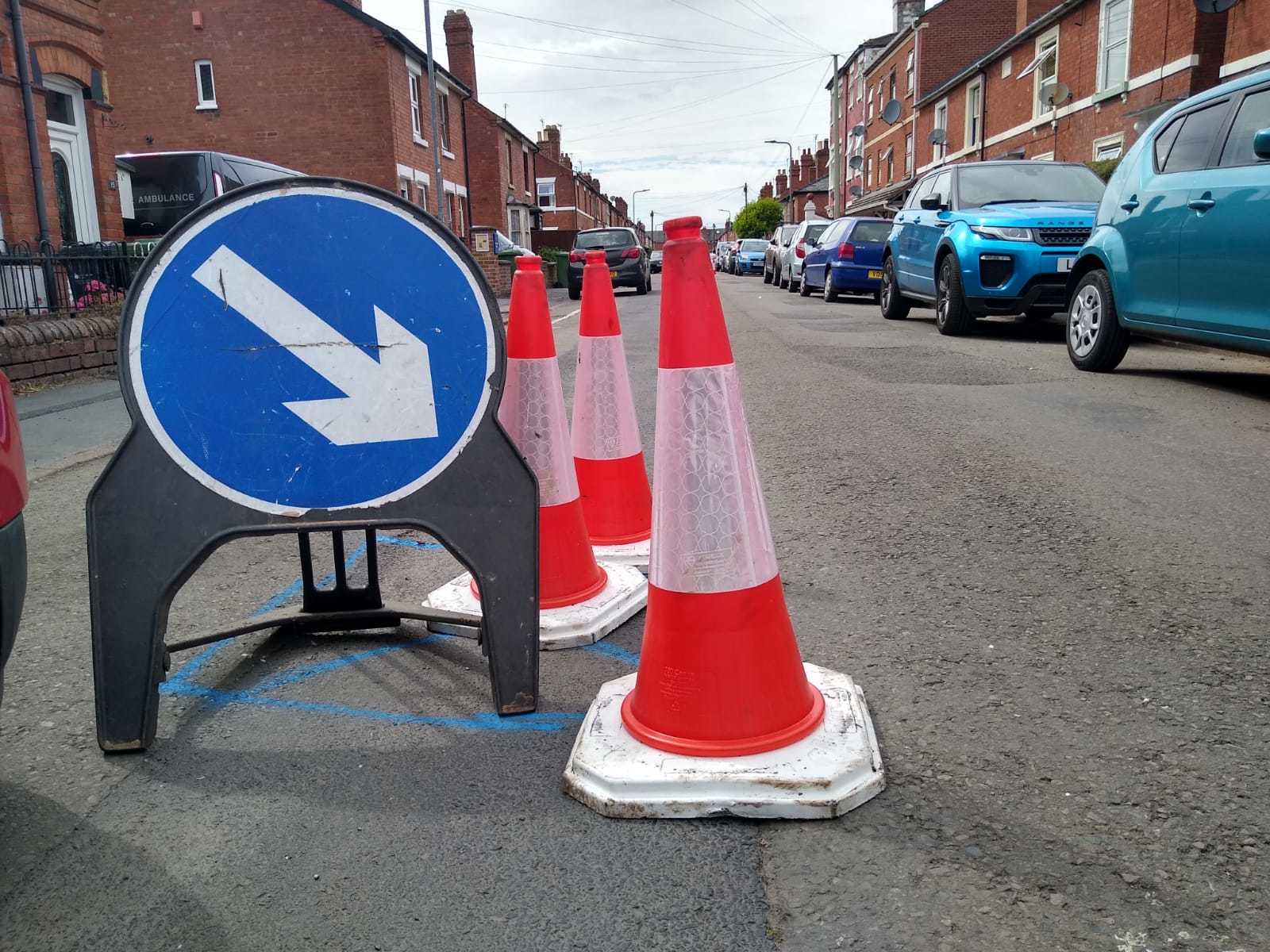 Cotterell Street in Hereford has been closed this afternoon after a sinkhole appeared in the carriageway. Pictures: Michael Eden