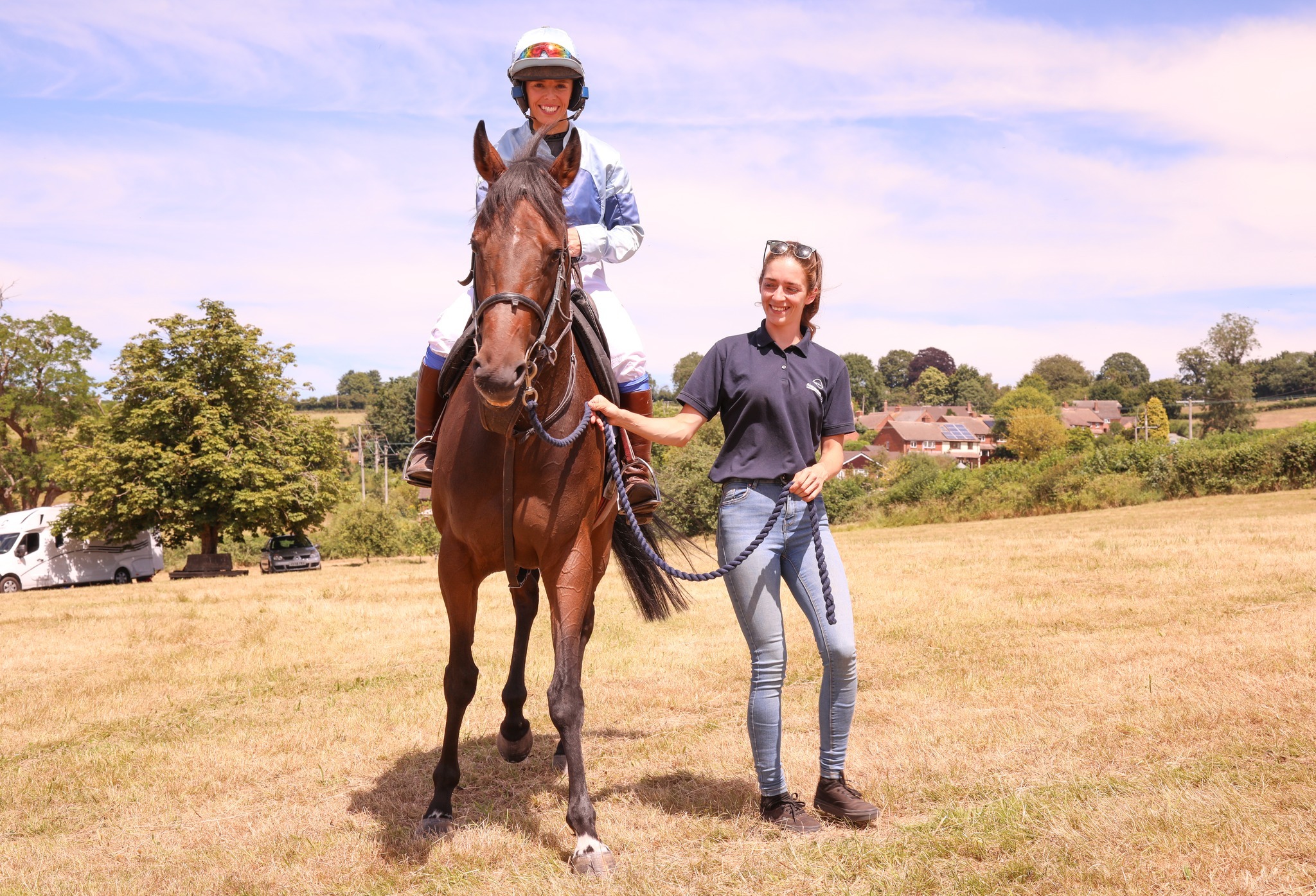 Racehorse Violette Szabo with jockey Faye McManoman at the 100th anniversary celebrations of the spy. Picture: Will Dallimore/Tewkesbury YMCA Movie Makers