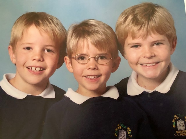 Brothers Matt, Tom and Lewis Hammond pictured during their schooldays. Picture: Family handout