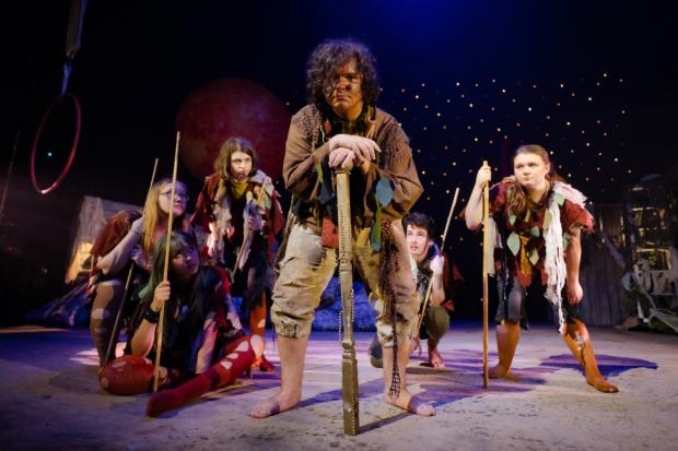 Hereford Times: Jarko Parfi's Caliban, with fellow 'Calibans'. Picture: Kie Cummings