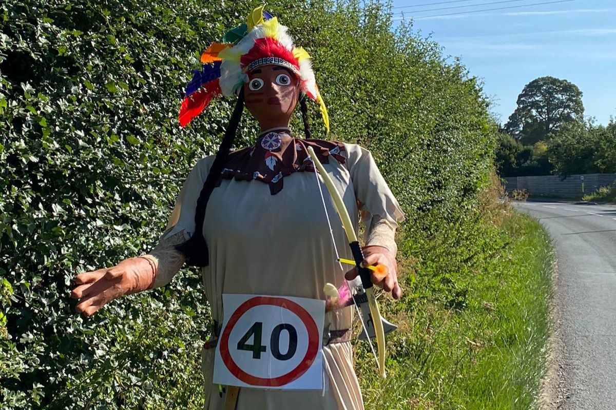 Dormington and Mordiford parish council has put up a scarecrow to deter speeders