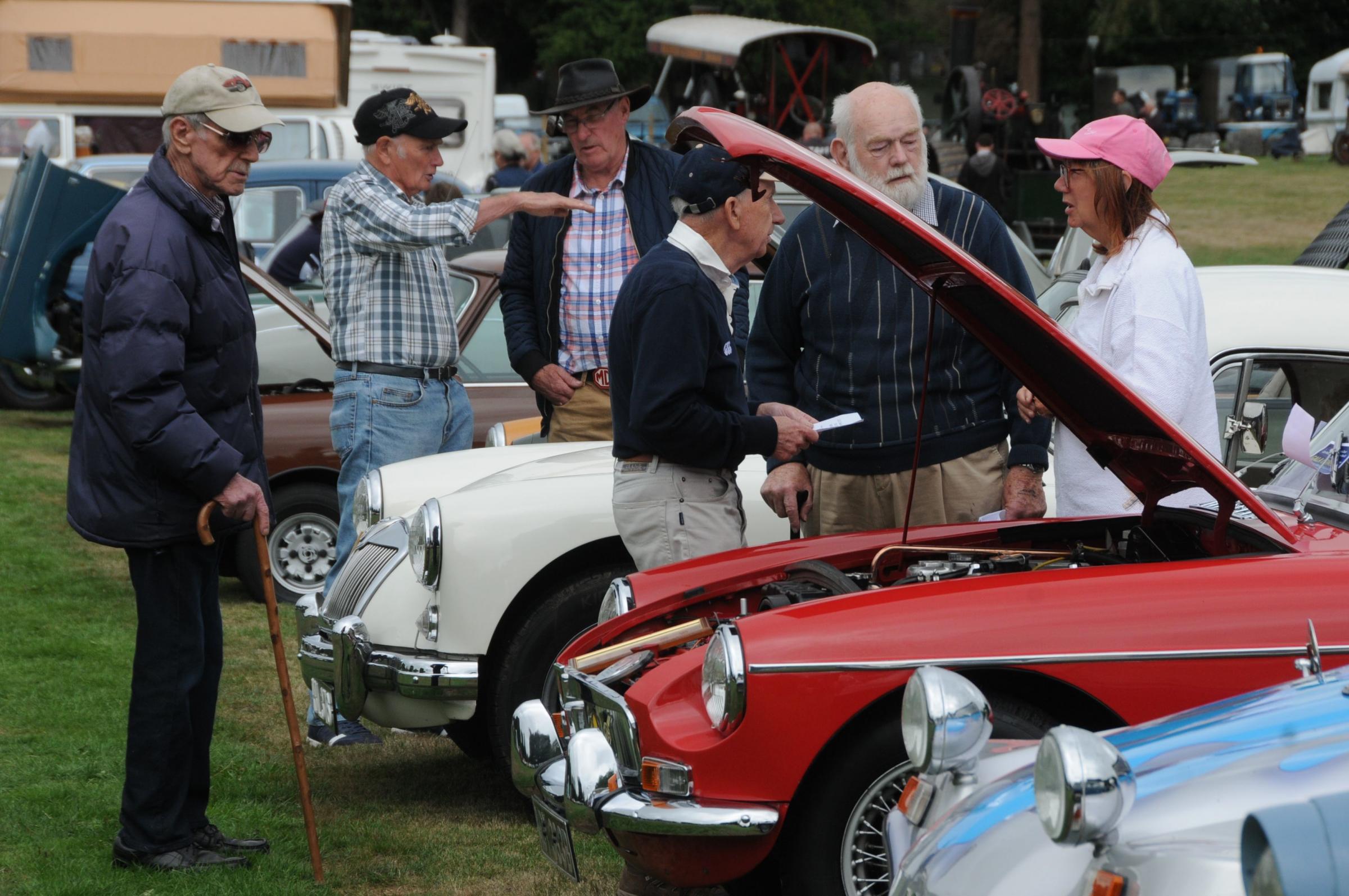 Vintage vehicle enthusiasts enjoy the line up at Kington Vintage Show..