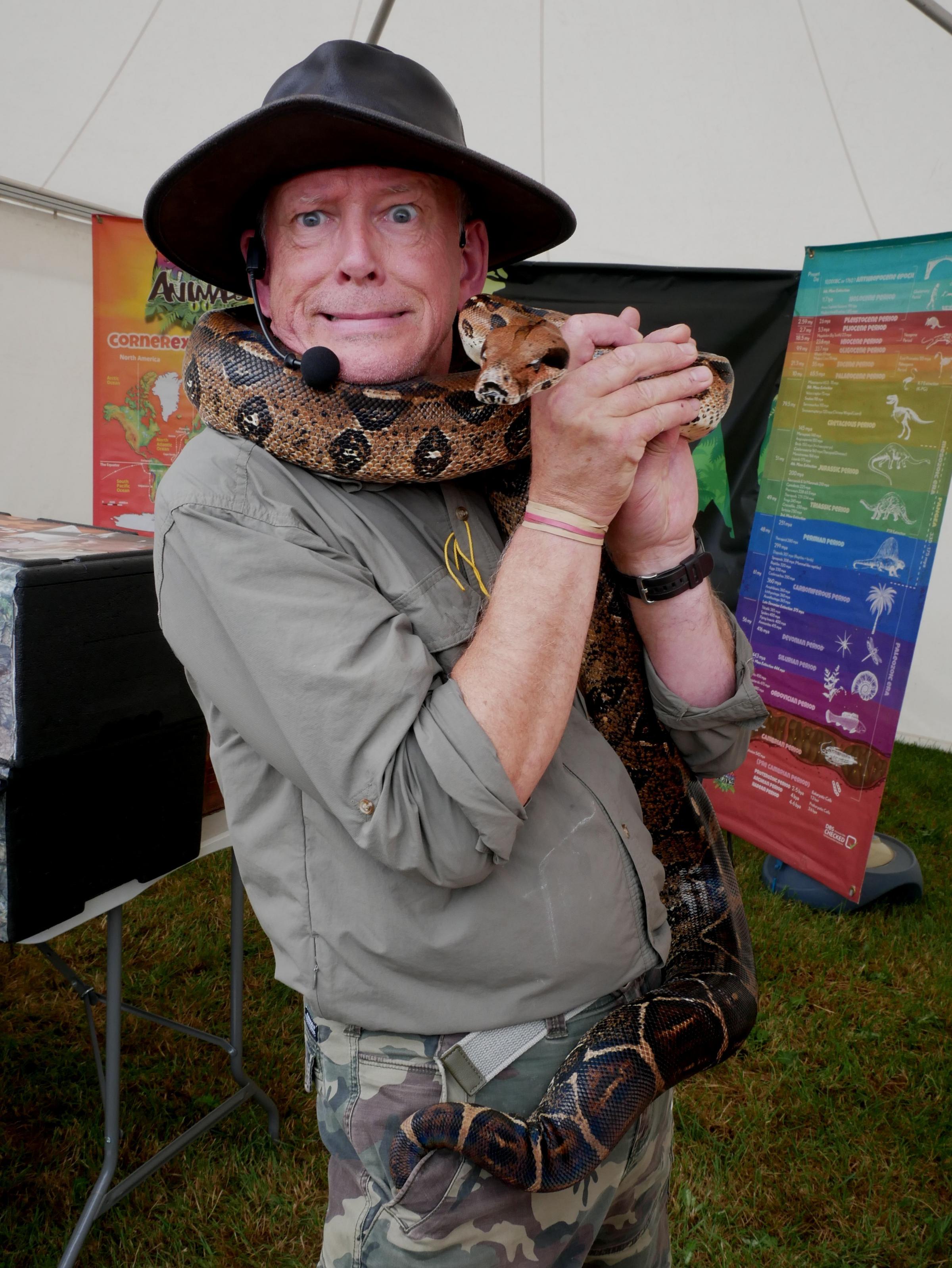 Simon Airey with boa constrictor Django. Picture: Andy Compton 