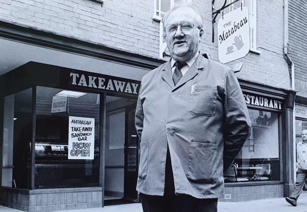 Hereford Times: Owner Angelo Moruzzi outside the newly renovated Matabeau in Hereford in 1992. Picture: Hereford Times