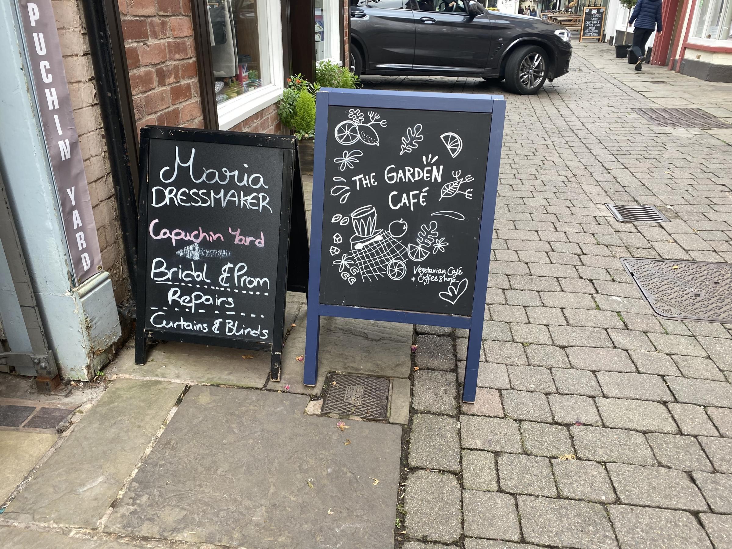 The Garden Cafe sign in Church Street