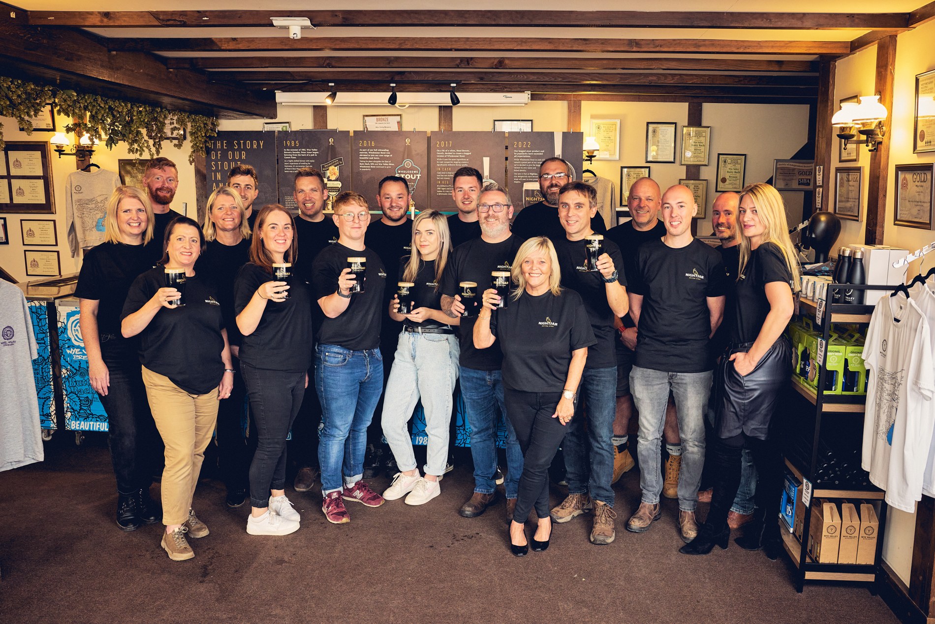 Wye Valley Brewery team at the launch of the keg stout Nightjar. Picture: Photopia Photography