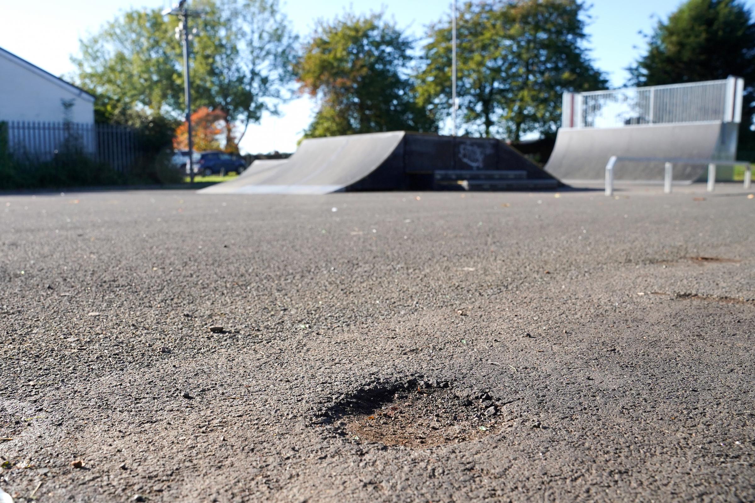 The project has caused damage to the surface at Ledbury skatepark after the revamp.