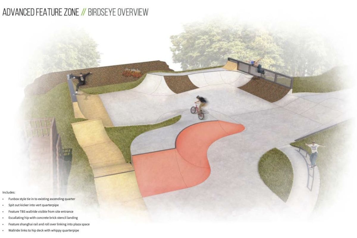 Hereford skateparks plans include revamped rails and a pool bowl, as well as an advanced feature zone. 