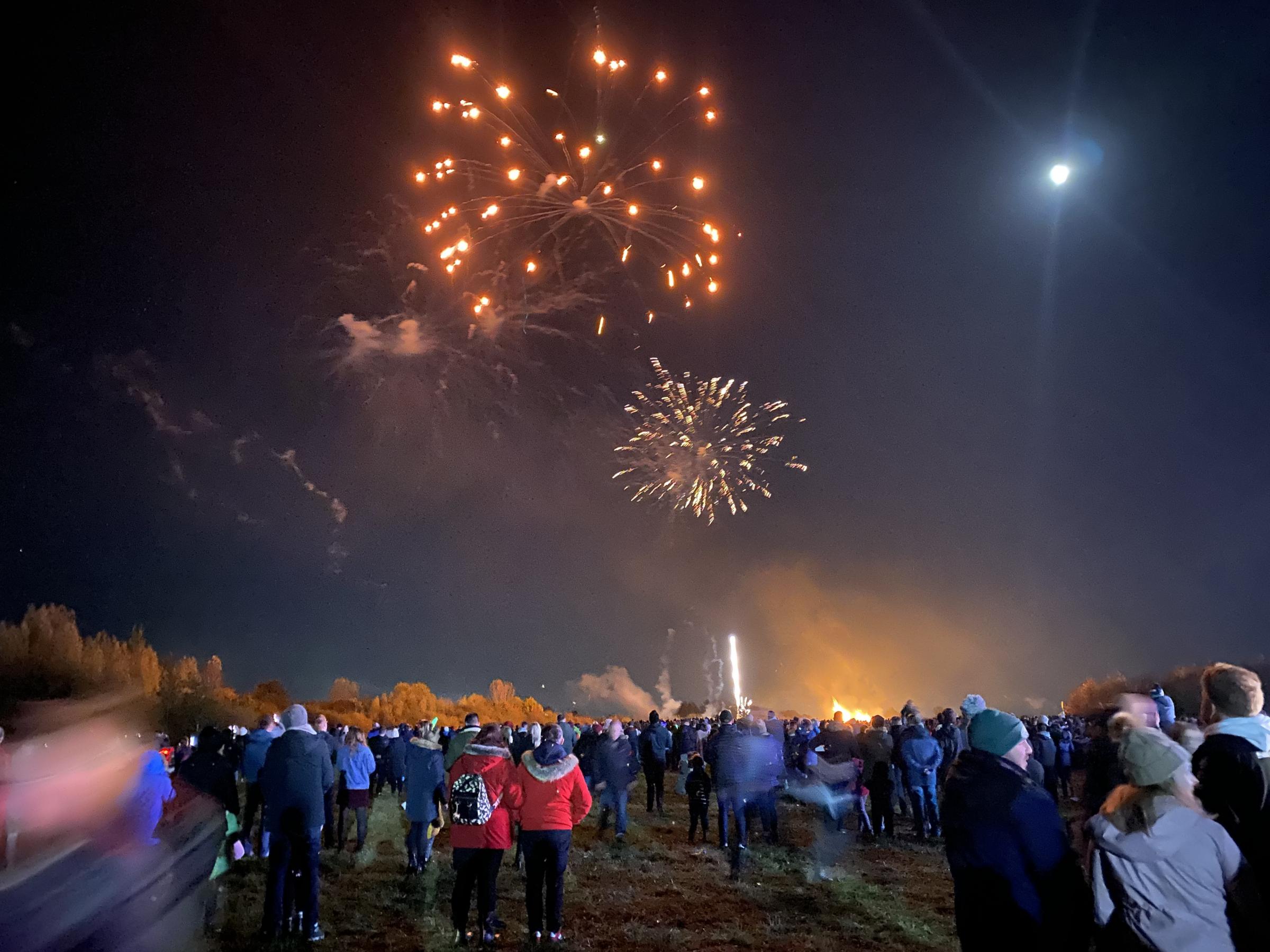 Hundreds of people watched the fireworks at the Hereford Livestock Market