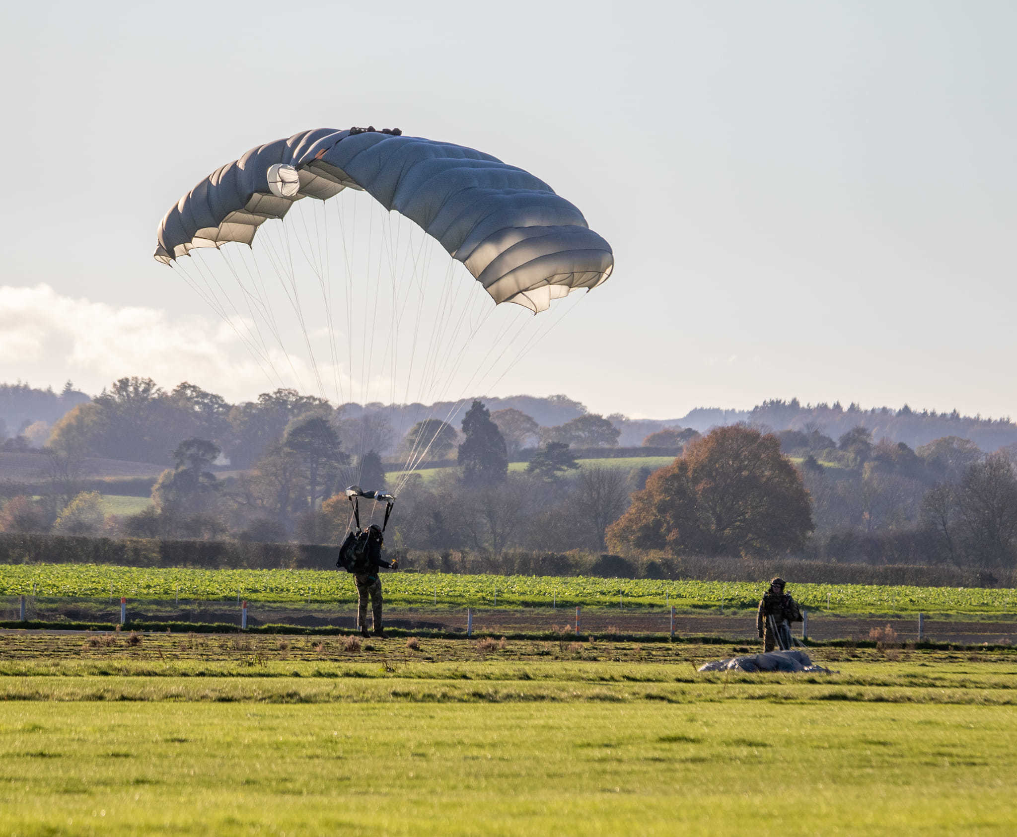 Four parachutists jumped from the plane and landed back at the airfield. Picture: Tom Pennington/Hereford Times Camera Club