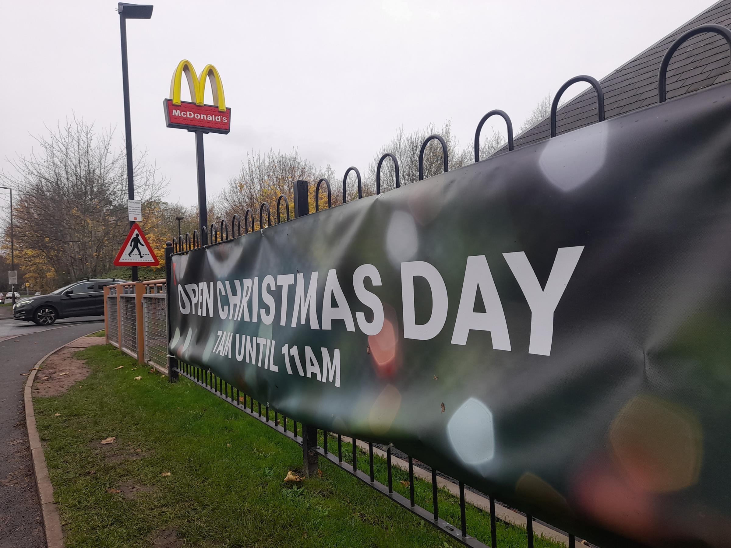 Sign outside the Mcdonalds in Belmont Road