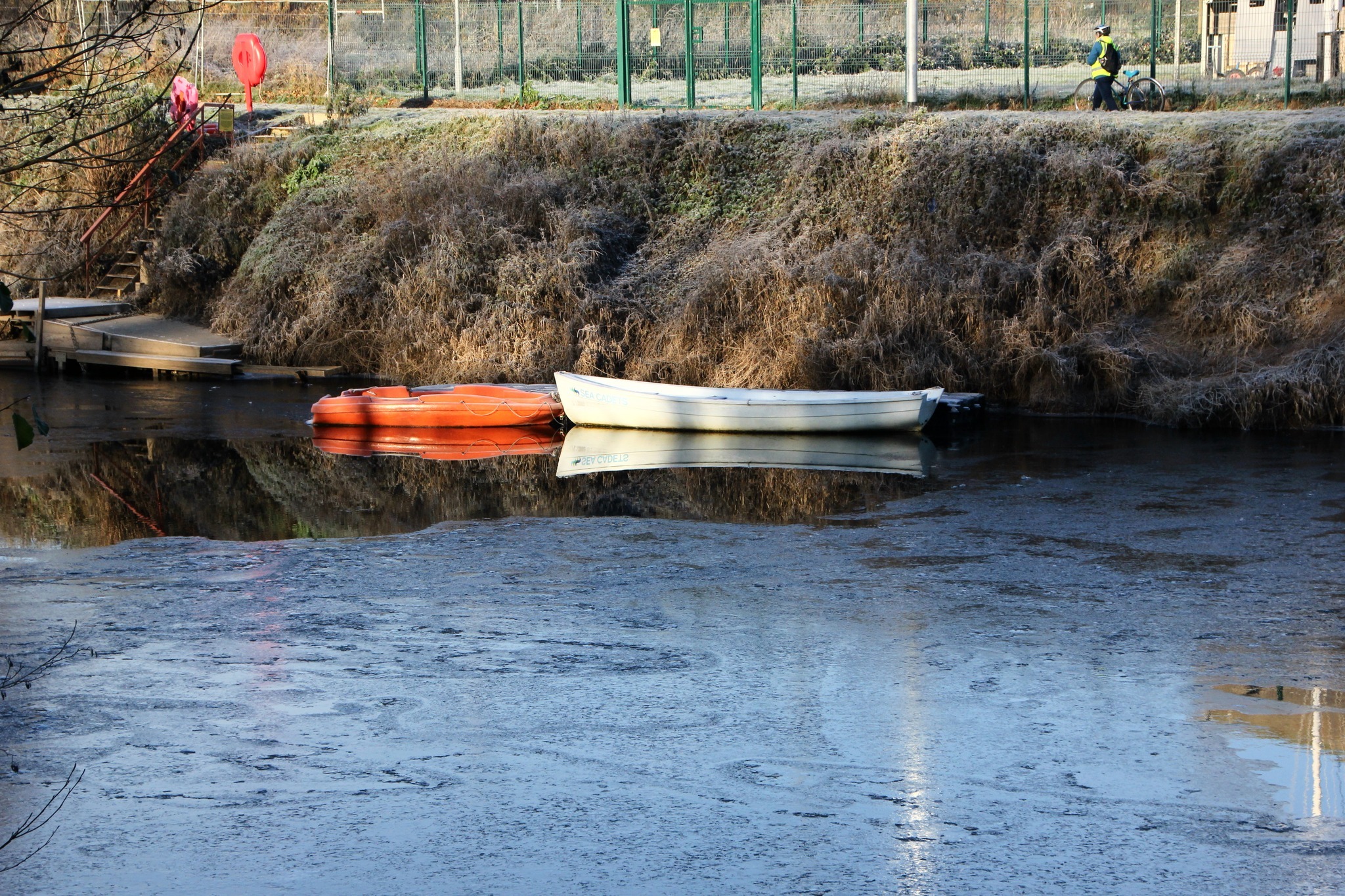 Ice against canoes on the river Wye in Hereford. Picture: Alan Broatch/Hereford Times Camera Club
