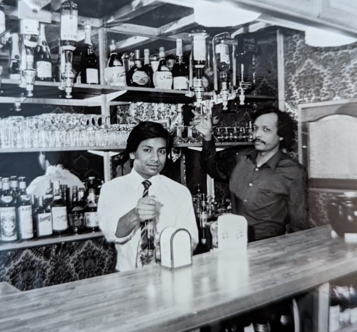 Staff Asrak and Jomir Ali at the Kamal in Hereford in 1984