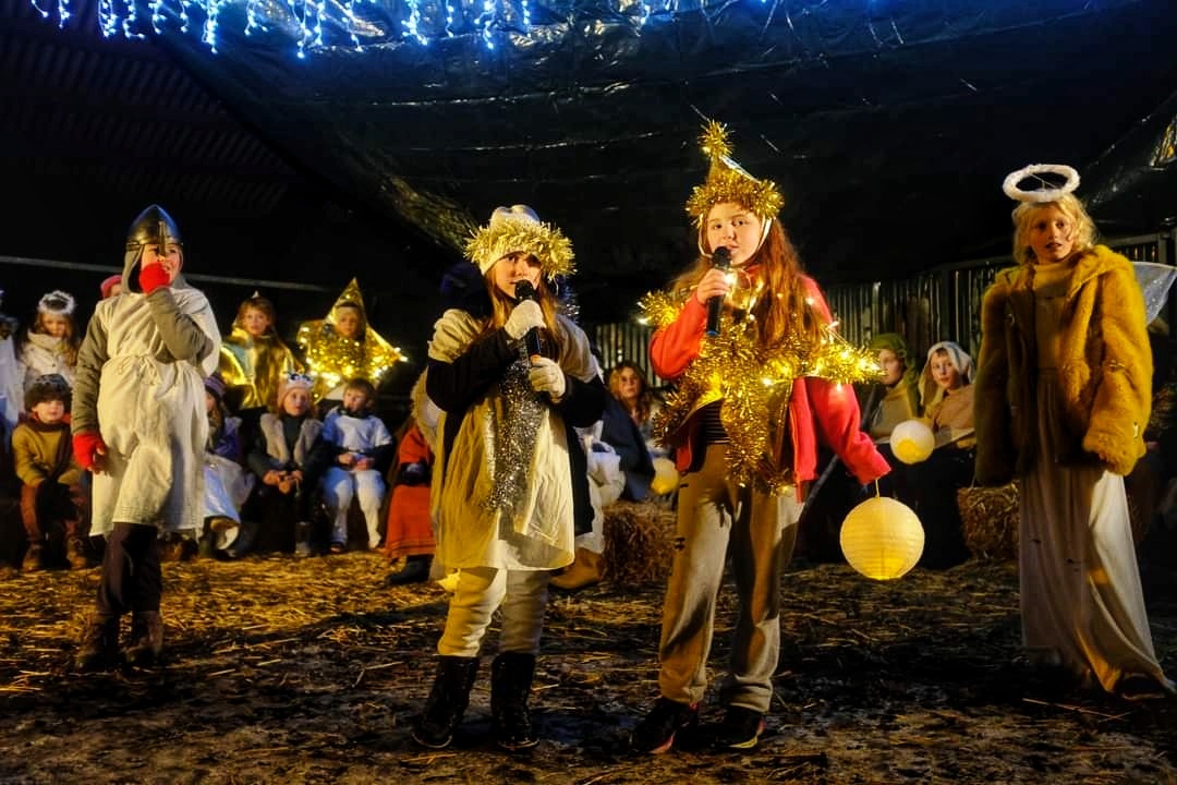 Pupils from Michaelchurch Escley Primary School, Golden Valley, braved sub-zero temperatures to perform their traditional walking nativity through the village. 