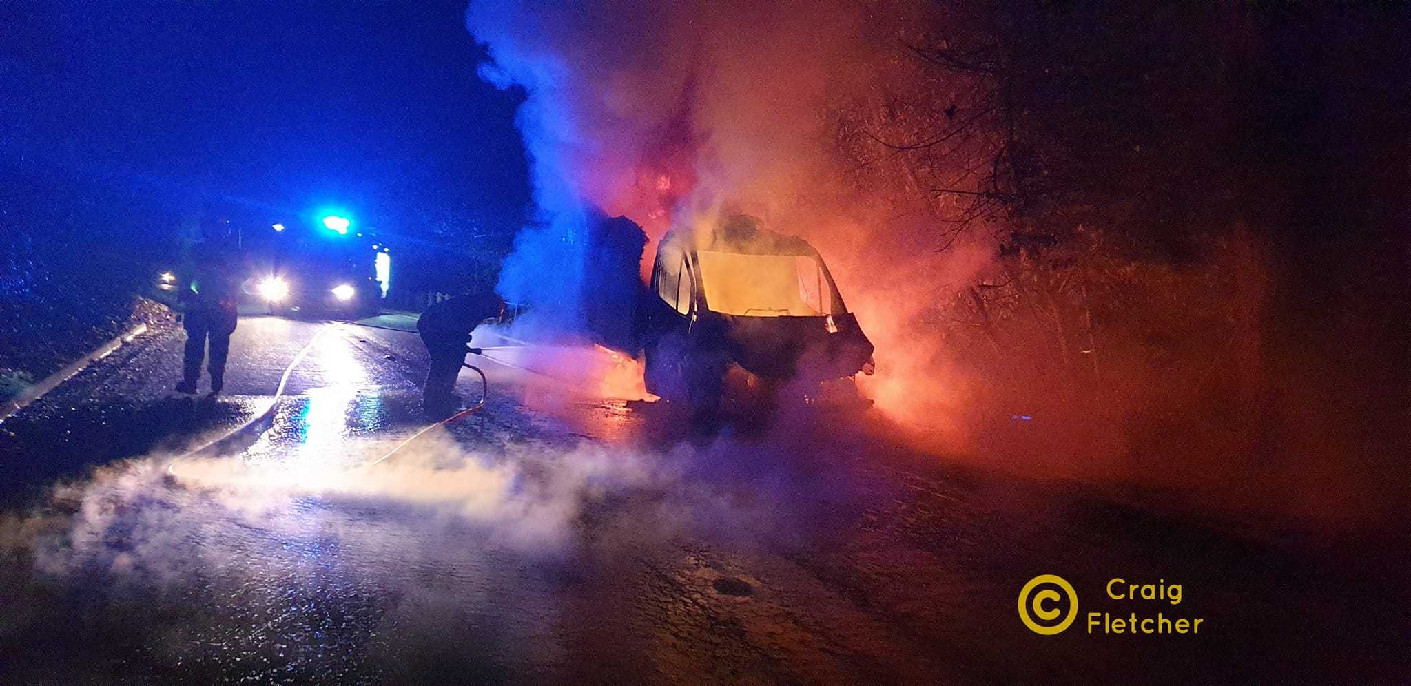 The van fire in Ledburys A449 Worcester Road this morning (January 9). Picture: Ledbury Fire Station/Craig Fletcher