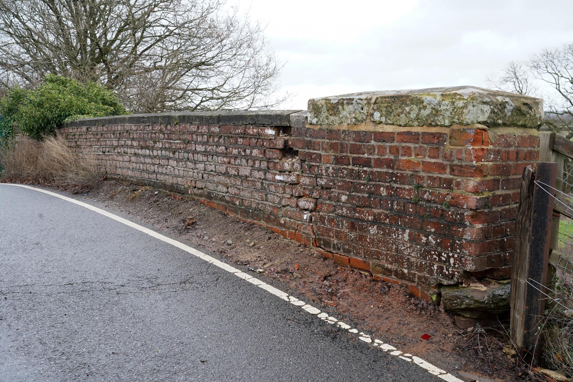 Separated bricks on the railway bridge along Stoke Edith road. Picture: Rob Davies