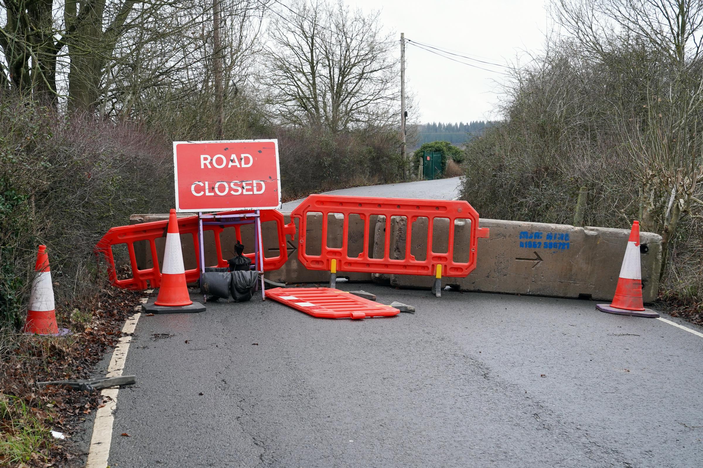 The bridge along Stoke Edith road has been closed since November 18, this is the view from the A4103 side. Picture: Rob Davies