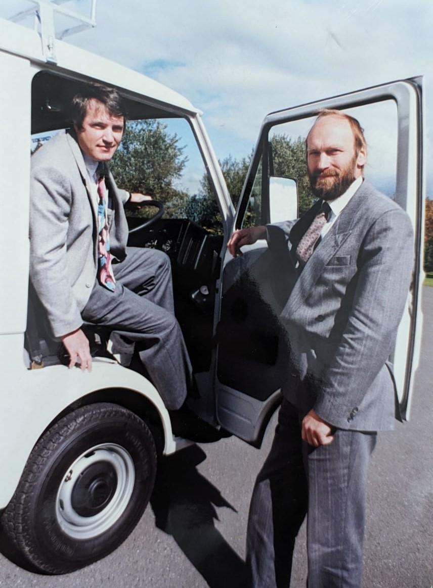 Whitecross 1994: new minibus with PTFA treasurer Mike Jefferies and head David Whitcombe