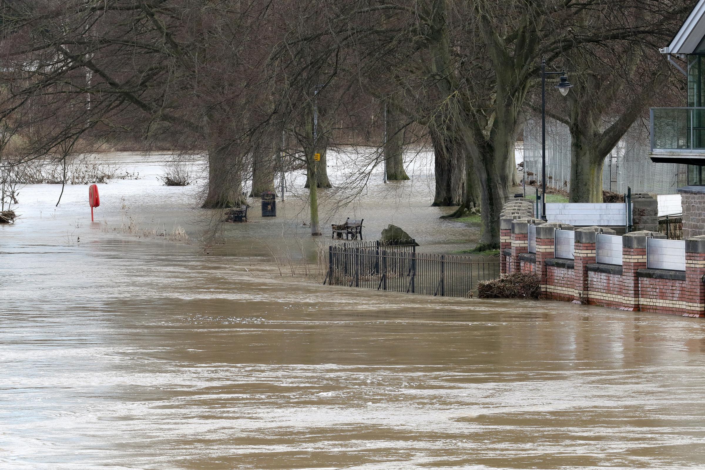 Flooding at Bishops Meadow in Hereford..