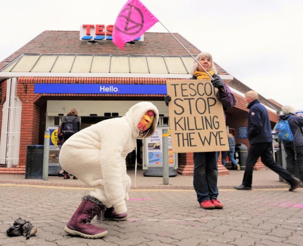Protesters outside Tesco in Herefords Bewell Street on Saturday, March 11. Picture: Marches Climate Action