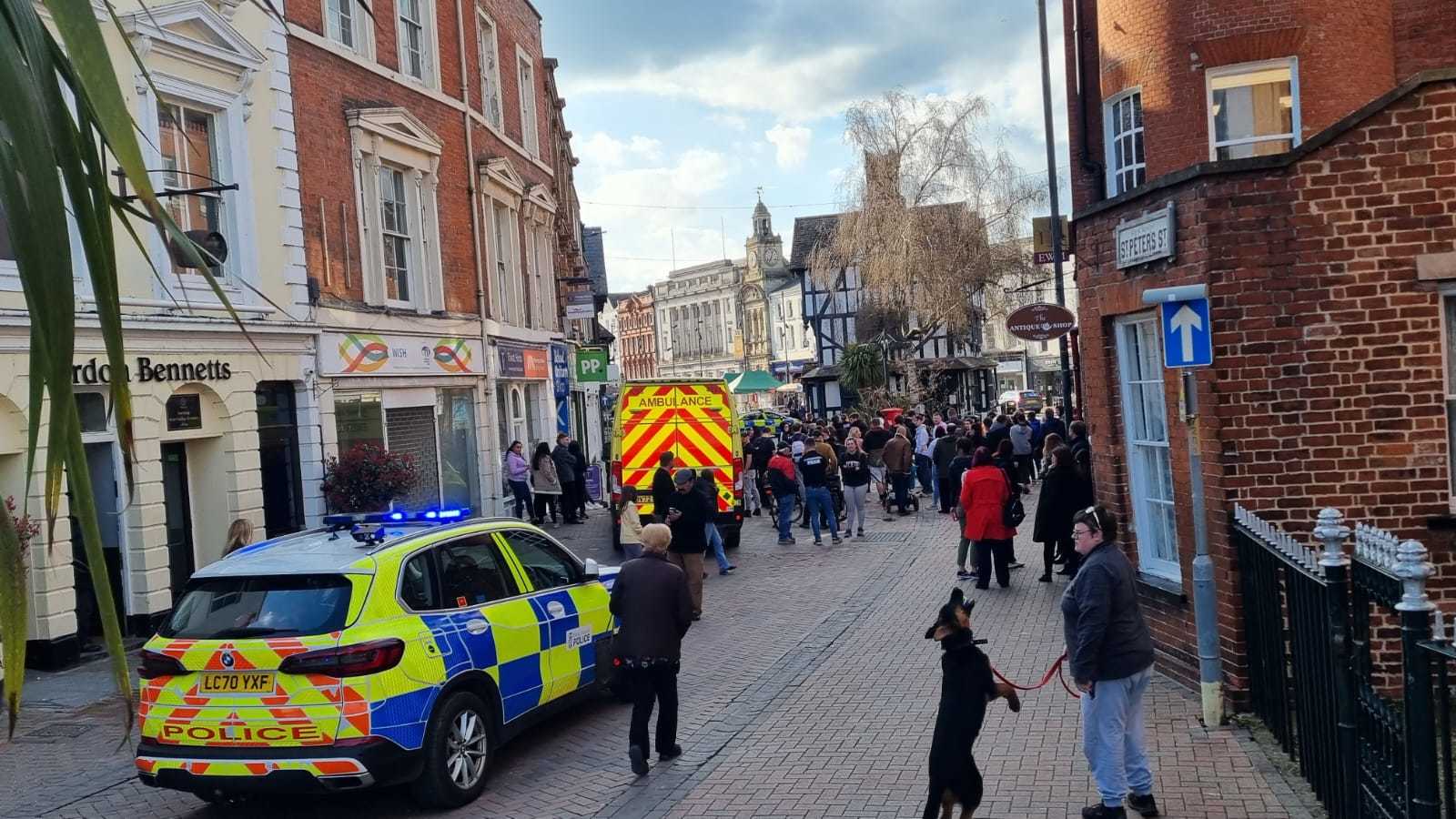 A cordon was put in place in High Town, Hereford. Picture: Paul Rogers