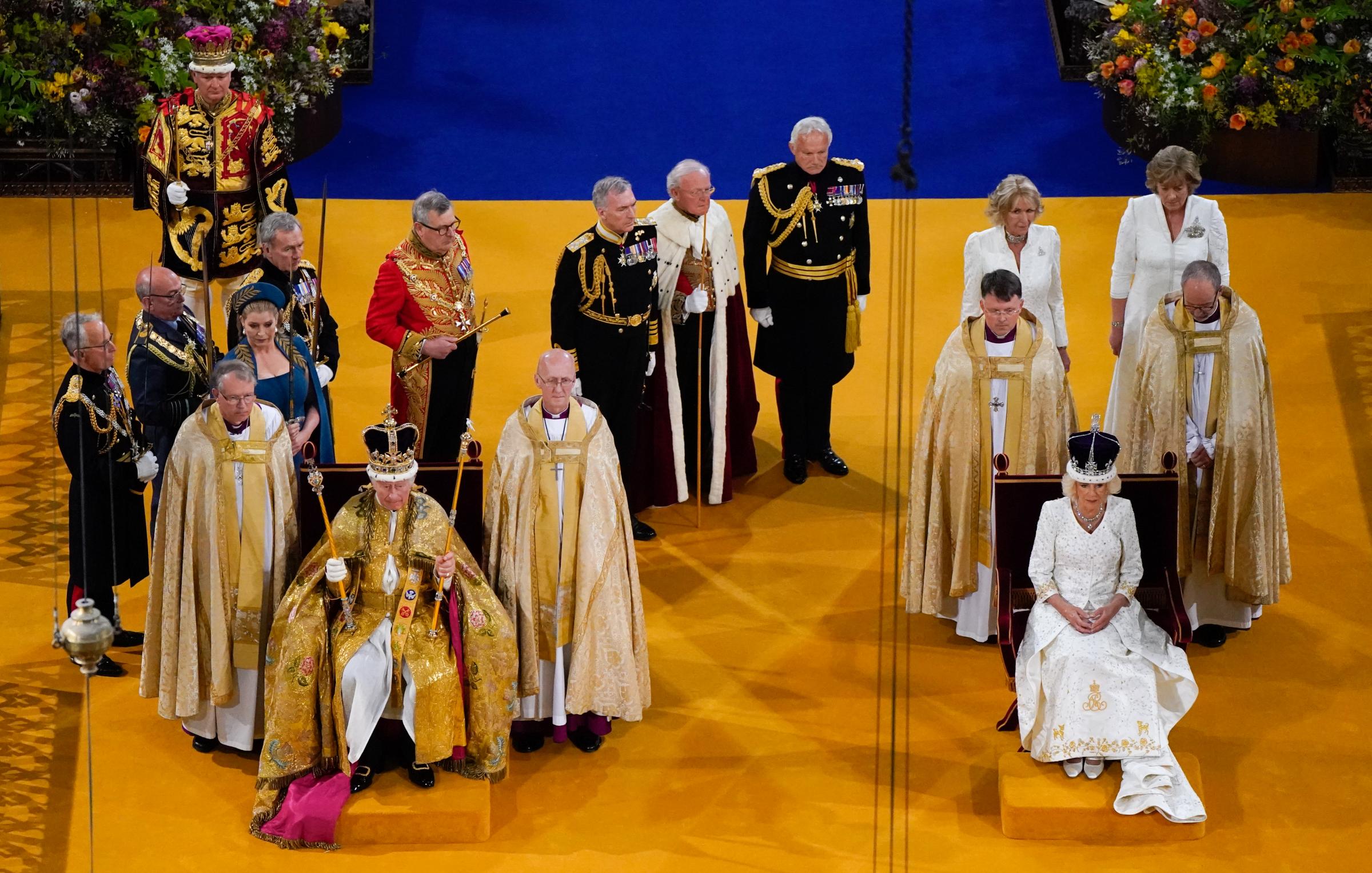 The Right Reverend Richard Jackson, Bishop of Hereford (right) accompanied Queen Camilla as Bishop Assistant. Picture: PA