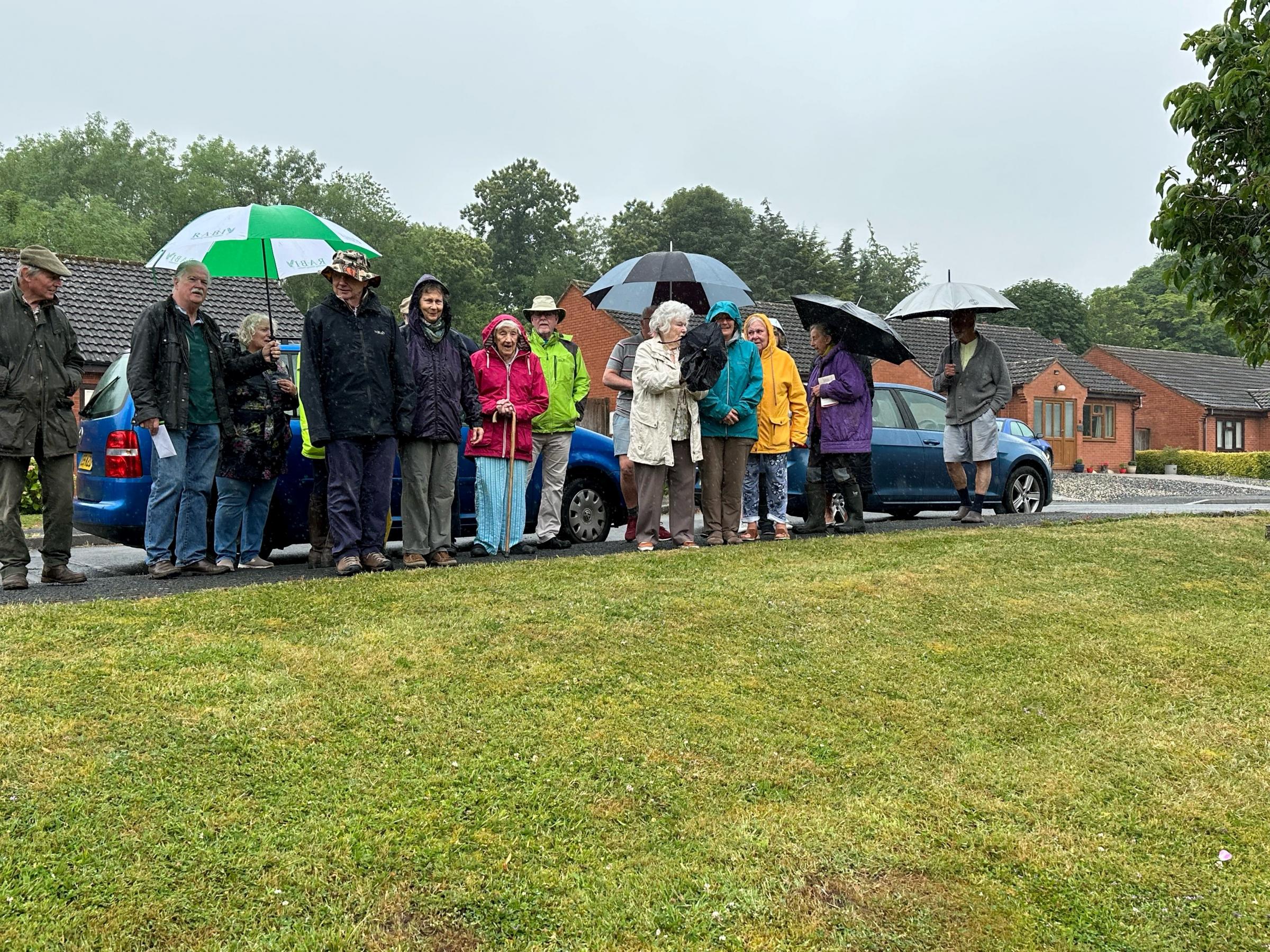 Neighbours turned out despite the rain to wish Barry a happy 103rd birthday