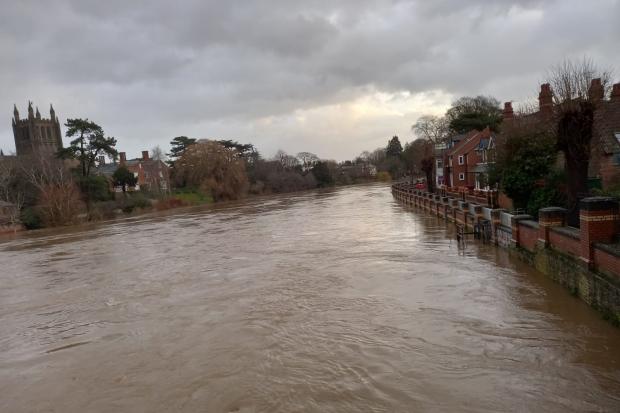 The river Wye in Hereford, by the Old Bridge