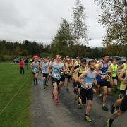 The race start at the Fforest Fields Cross Country race