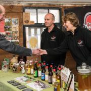Clare and Steve Layton of Orgasmic Cider in conversation with the Duke of Kent.