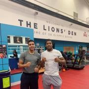 Delicious Orie with professional boxer Anthony Joshua in Sheffield on Team GB