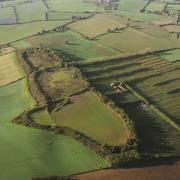 Sutton Walls from the air, from the east, looking towards Marden and the Lugg