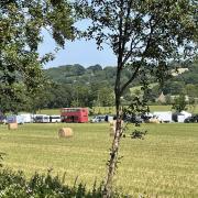 A red double-decker bus has been spotted in a field just outside Bishop’s Frome, near Bromyard