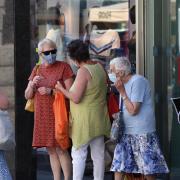 Shoppers around Hereford High Town seem to still be wearing face coverings as they headed into shops, including Marks and Spencer. Picture: Rob Davies