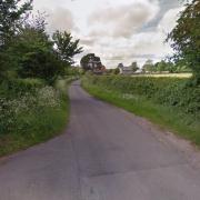 Police say the road near Breinton church is blocked due to a fallen tree. Picture: Google