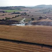 A field fire near Hereford shut a nearby road. Picture: Keith George/Hereford Times Camera Club