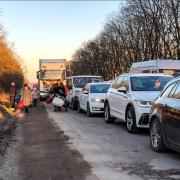 Picture taken with permission from the twitter feed of Manny Marotta of refugees fleeing the Ukrainian city of Lviv towards the Polish boarder following Russia's invasion of Ukraine. (via PA)