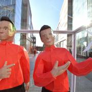 Photo via Santander shows the Ant and Dec statue on tour in Birmingham on Thursday, March, 17.