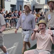 Kington Festival's annual wheelbarrow race has gone ahead, with fancy dress teams racing around the streets of the town drinking at a number of different pubs